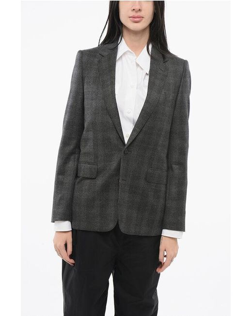 Céline Black Wool Checkered Blazer