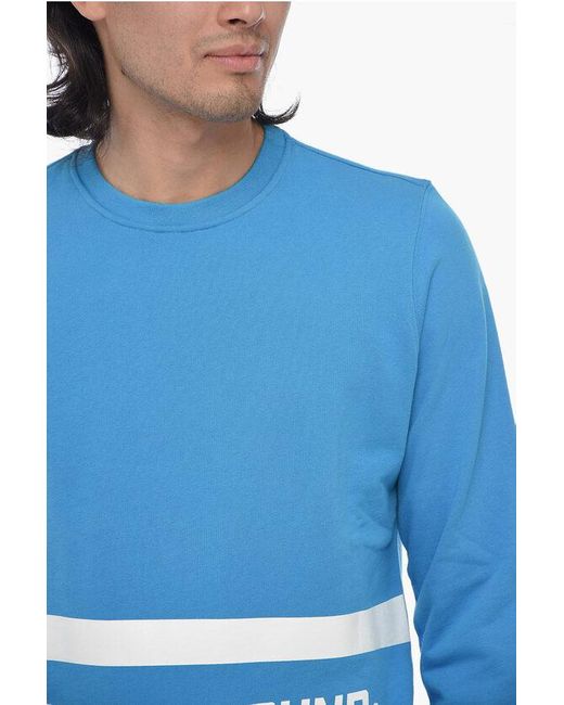 Sprayground Blue Brushed Sweatshirt With Logo Print for men