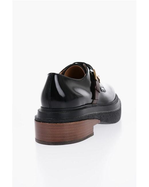 Tod's Black Patent Leather Derby Ankle-Strap Oxfords