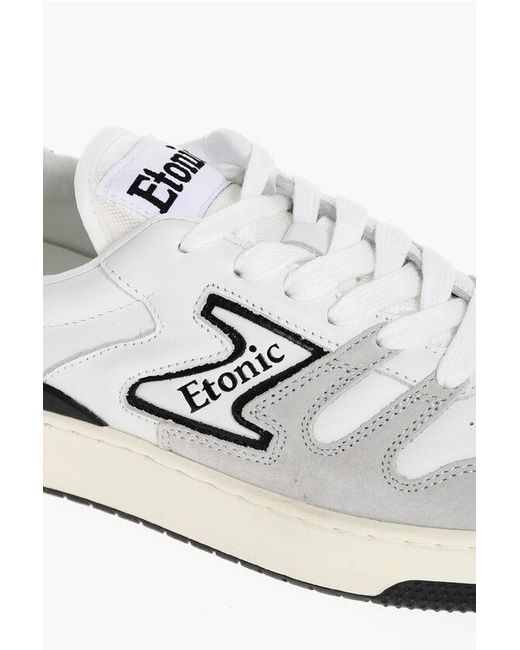 Etonic White Leather Low Top Sneakers With Suede Details for men