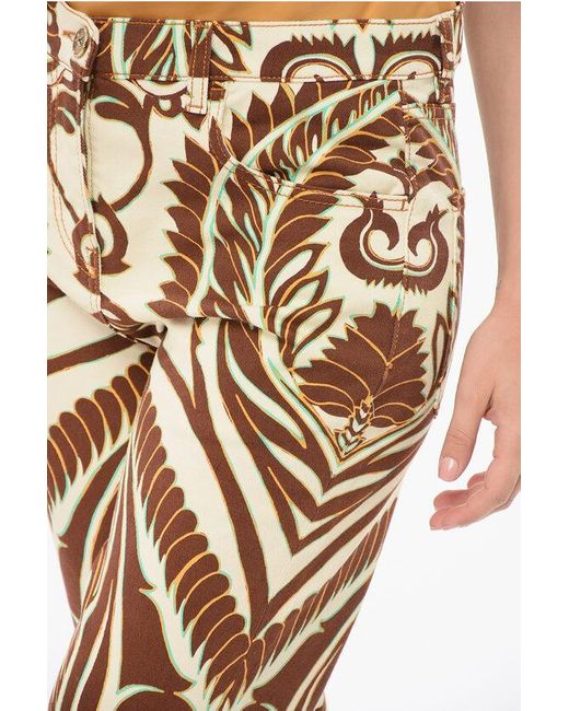 Etro Natural 5-Pocketed Floral Patterned Denim Pants