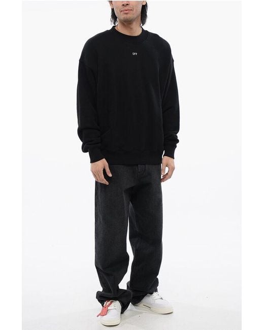 Off-White c/o Virgil Abloh Black Cotton 23 Skate Crew-Neck Sweatshirt With Contrast Embroider for men