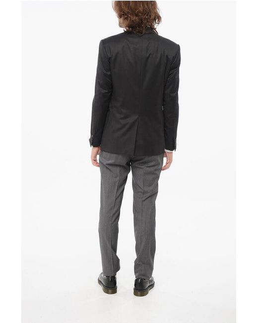 Corneliani Black 3 Pieces Academy Suit With Striped Pants for men