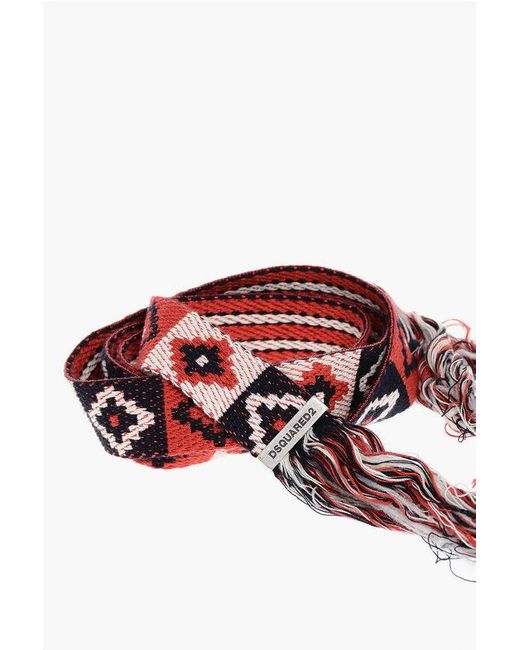 DSquared² Red Self-Tie Fabric Belt 40Mm