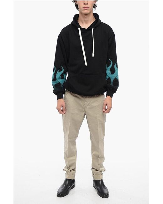 Vision Of Super Black Cotton Hoodie With Gradient Print for men