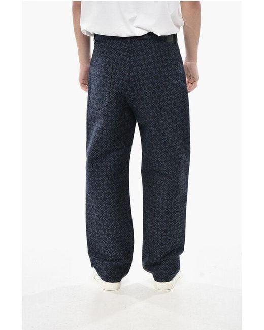 Givenchy Blue Cotton-Blend 5-Pocket Trousers With Monogram Pattern for men