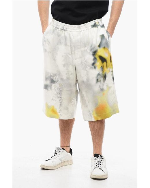 Alexander McQueen Multicolor Viscose Blurred Shorts With Elastic Waistband for men