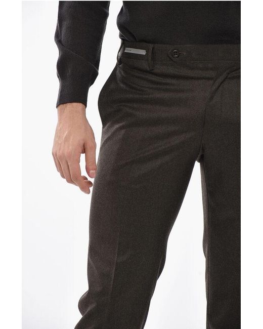 Corneliani Black 4-Pocketed Virgin Wool Pants With Belt Loops for men