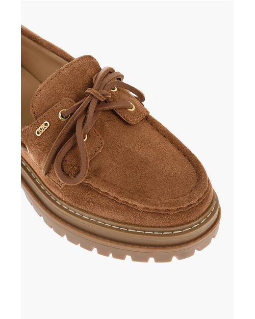 Michael Kors Brown Suede Lace-Up Moccasins Cameron