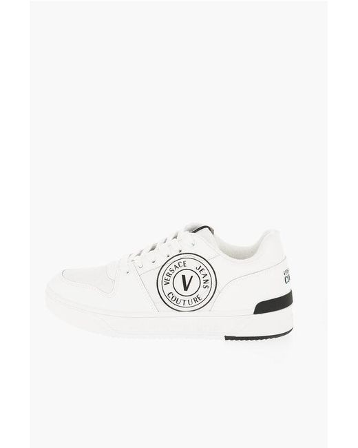 Versace White Jeans Couture Leather And Fabric Starlight Low Top Sneakers for men