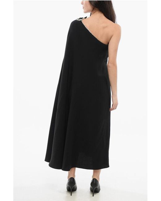 Valentino Black Silk One-Shoulder Dress With Sequins