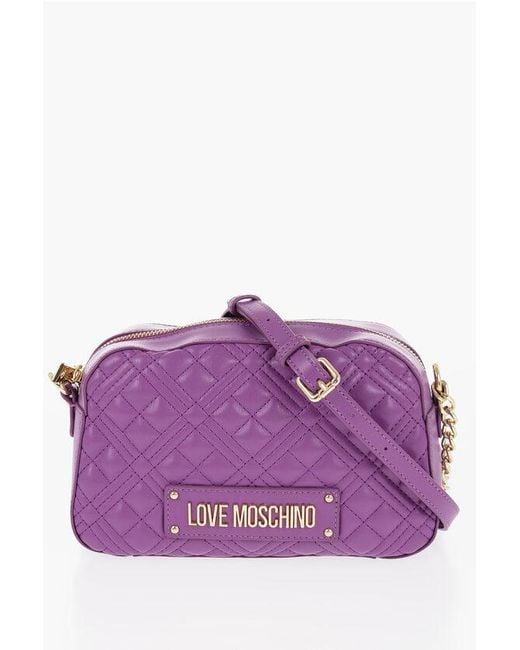 Moschino Purple Quilted Crossbody Bag with Logo