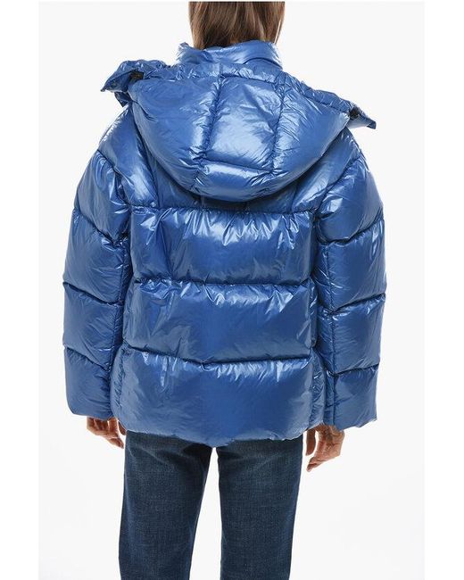 Aspesi Blue Nylon Gummo Down Jacket With Hood