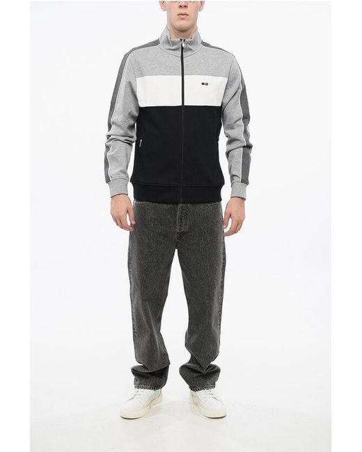 Eden Park Gray Color Block Sweatshirt With Zip Closure for men