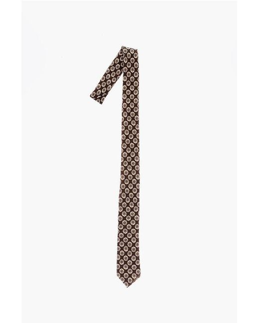 Corneliani White Cc Collection Floral-Patterned Wool Kipper Tie for men