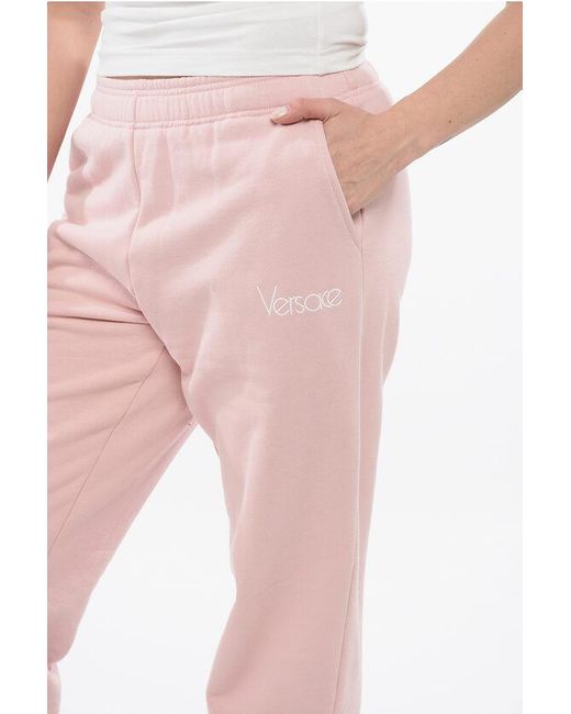 Versace Pink 1978 Re-Edition Brushed Cotton Sweatpants With Cuffs