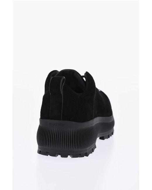 Jil Sander Black Suede Lace-Up Sneakers With Vibram Sole for men