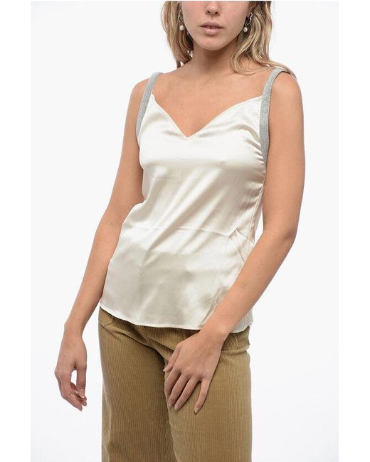 Fabiana Filippi White Silk Lingerie Top With Shimmer Detail