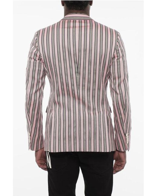 DSquared² Gray Striped 2 Button Blazer With Flap Pockets for men