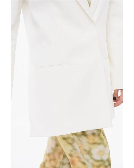 Calvin Klein White Cotton Single Breasted Blazer With Jetted Pocketd