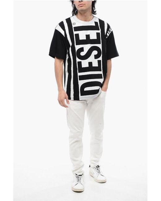 DIESEL Black Tag Two-Tone T-Nabel-M5 Crew-Neck T-Shirt With Contrasti for men
