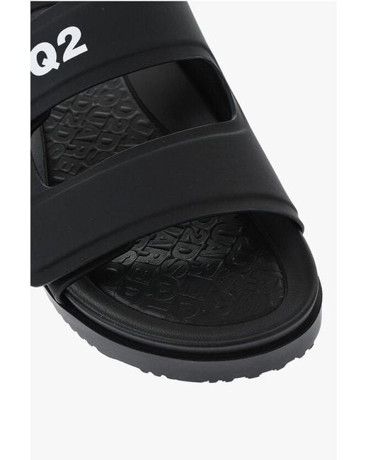 DSquared² Black Solid-Color Sandals With Velcro Closure for men