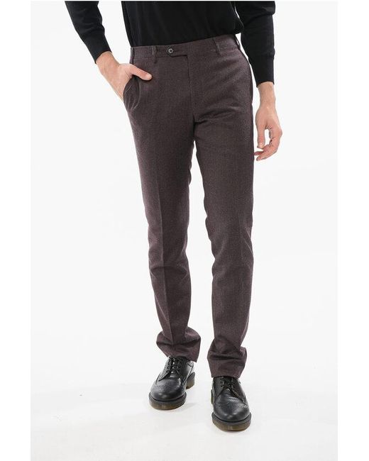 Corneliani Black Straight-Fit High-Waisted Wool Blend Pants for men