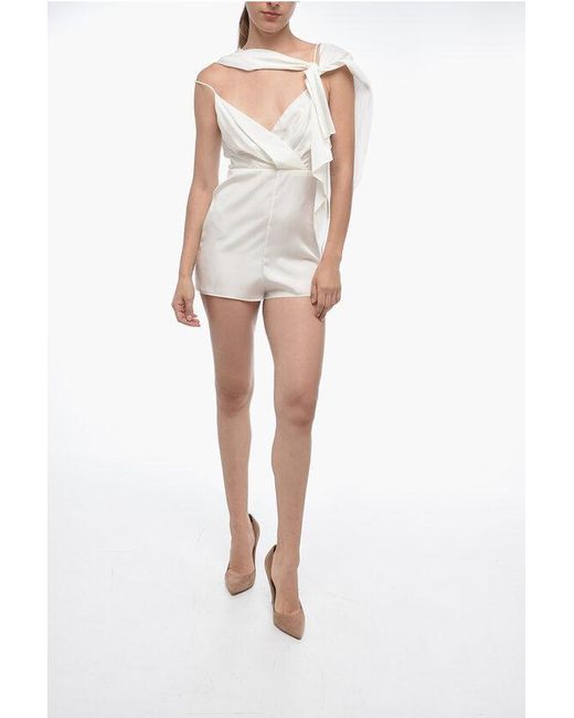 Dior White Silk Blend Combishort With Self-Tie Detail