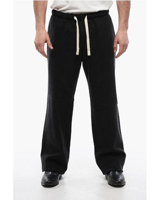 Palm Angels Black Cotton Blend Travel Joggers With Elastic Waistband for men