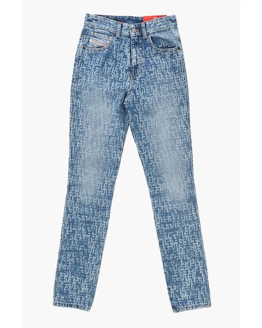 DIESEL Blue High-Waisted Logo Slim Denim Jeans