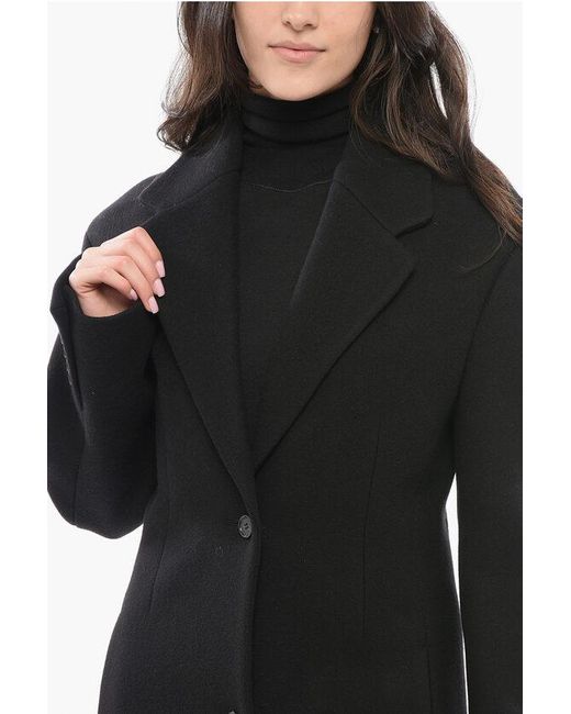 Off-White c/o Virgil Abloh Black Wool Blend Coat With Cinched Waist