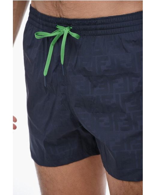 Fendi Blue Monagrammed Hidras Boxer Swimsuit for men