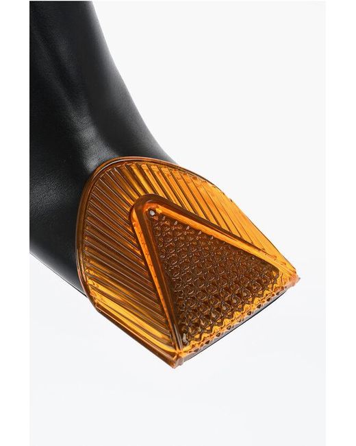 Off-White c/o Virgil Abloh Black Leather Lunar Mules With Statement Detail Heel 11 Cm