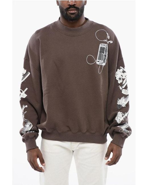 Off-White c/o Virgil Abloh Brown Oversized Crew-Neck Sweatshirt With Print On The Back for men