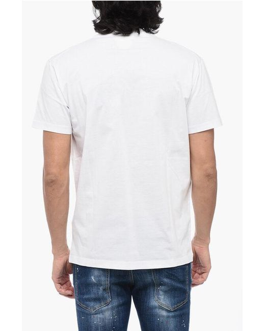 DSquared² White Solid Color Cool Fit Crew-Neck T-Shirt With Printed Logo for men