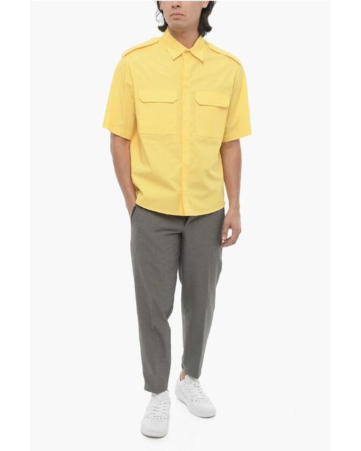 Neil Barrett Yellow Looe Fit Military Shirt With Short Sleeves for men