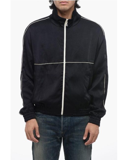 Saint Laurent Blue Satin Full-Zip Track Sweatshirt for men