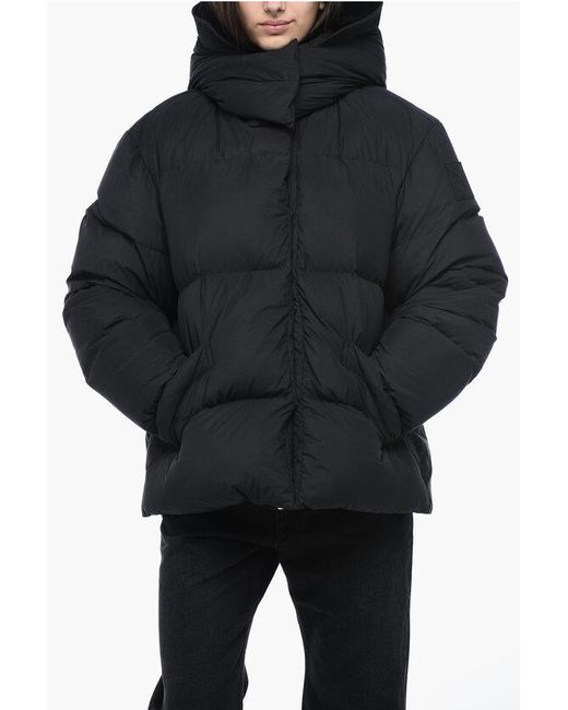 Off White c o Virgil Abloh Off Turteneck Down Jacket With Logo Patch in Black Lyst UK