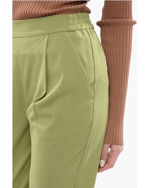 AllSaints Green Solid Color Single-Pleat Aleida Pants