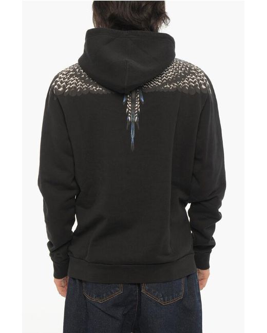 Marcelo Burlon Black Regular Fit Grizzly Wings Hoodie for men