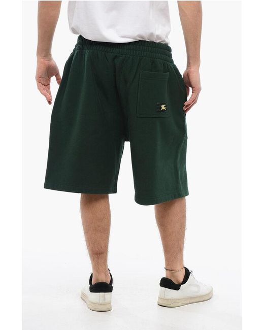 Burberry Green Cotton Shorts With Edk Patch for men