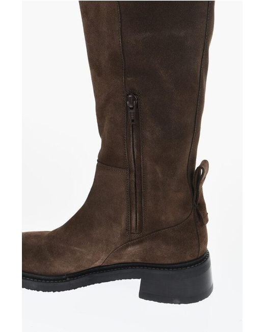 See By Chloé Black Fringed Suede Thigh-High Boots