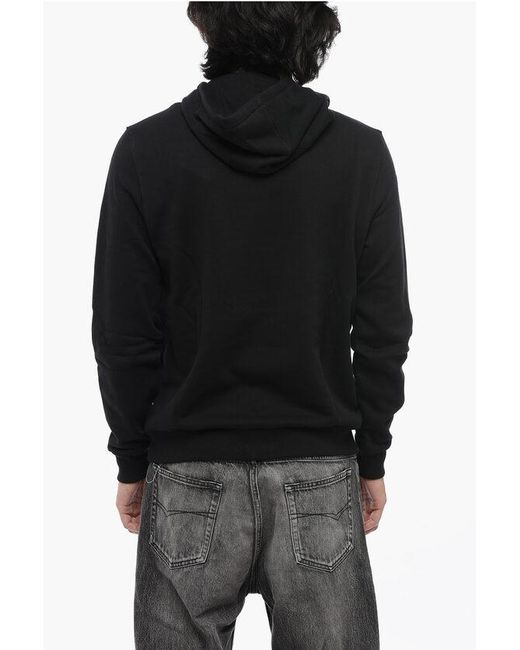 North Sails Black Fleeced Cotton Hoodie With Camouflage Detail for men