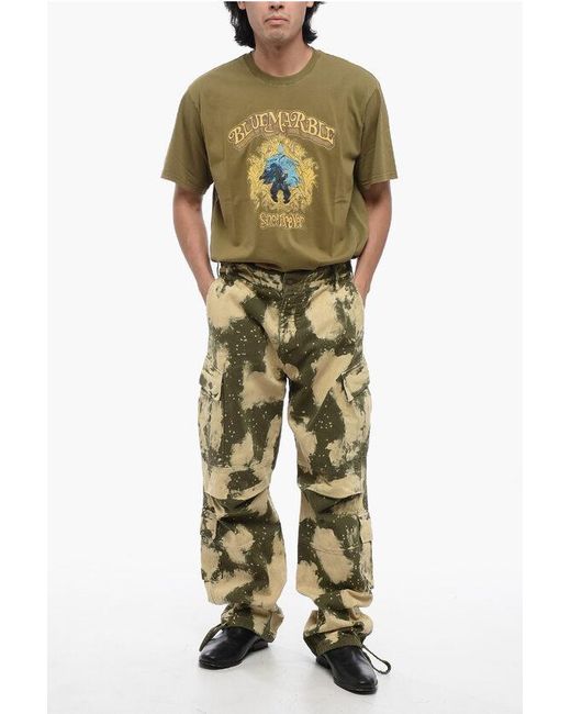 DARKPARK Green Acid-Wash Effect Cargo Pants for men