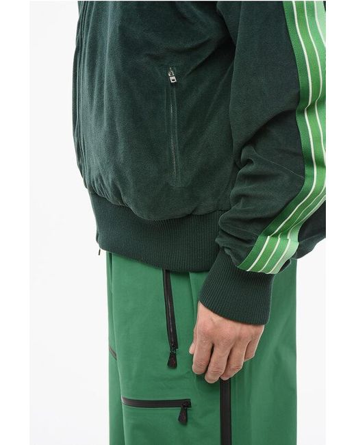 Amiri Green Velour Rain Forest Track Sweatshirt With Tape Side Bands for men