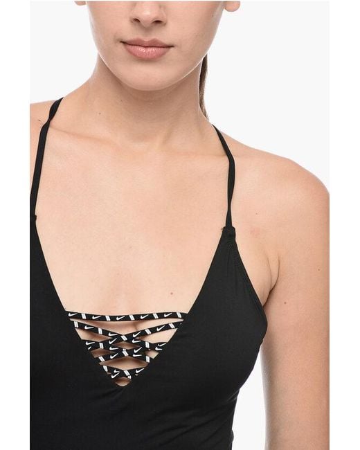 Nike Black One-Piece Swimsuit With Lace-Up Detail