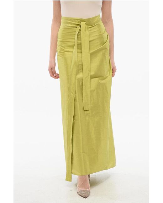 Dior Yellow Silk Wrap Skirt With Draped Detail