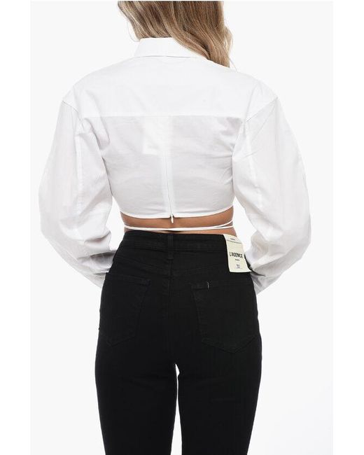 Jacquemus White Stretch Cotton Plidao Crop Shirt