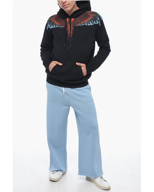 Marcelo Burlon Black Printed Icon Wings Hoodie for men