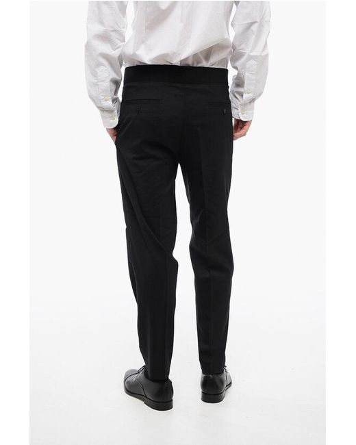 Neil Barrett Black Tapered Fit Virgin Wool Blend Pants With Double Pleat for men